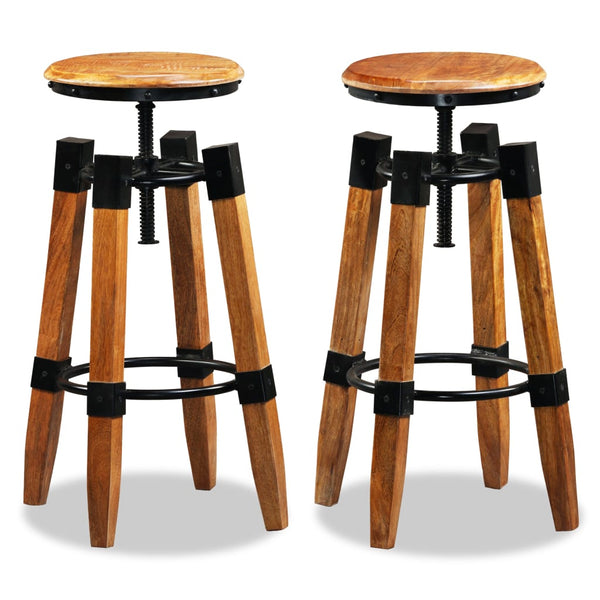 vidaXL Tabourets de bar 2 pcs Bois de manguier massif