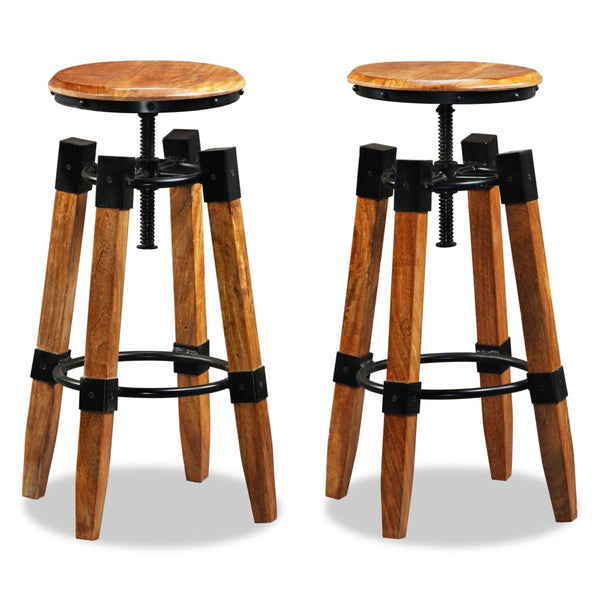vidaXL Tabourets de bar 2 pcs Bois de manguier massif