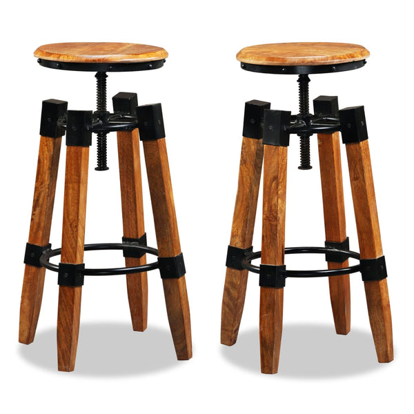 vidaXL Tabourets de bar 2 pcs Bois de manguier massif