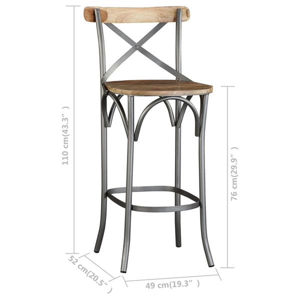 vidaXL Tabouret de bar en bois de manguier massif