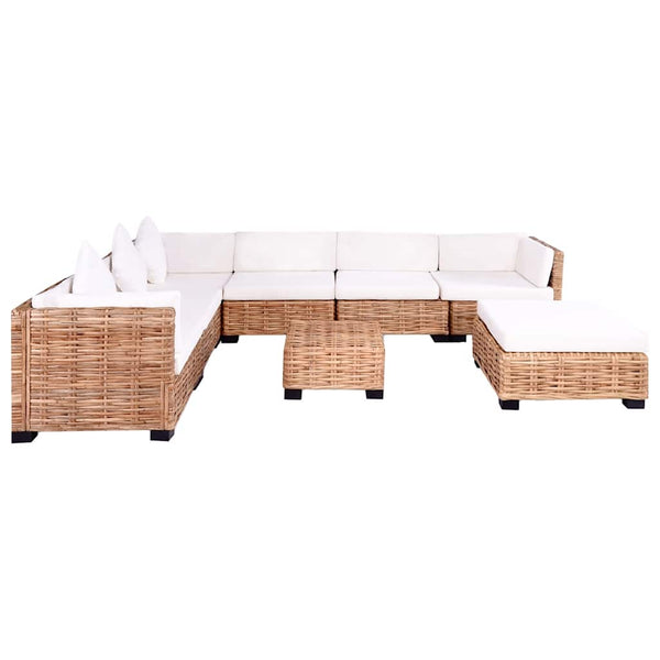 Sofagarnitur 27-tlg. Natürliches Rattan