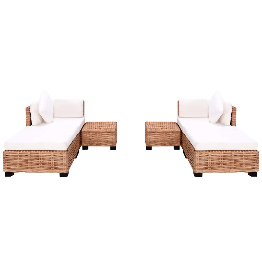 Sofagarnitur 16-tlg. Natürliches Rattan