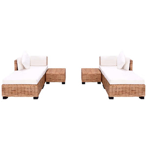 Sofagarnitur 16-tlg. Natürliches Rattan