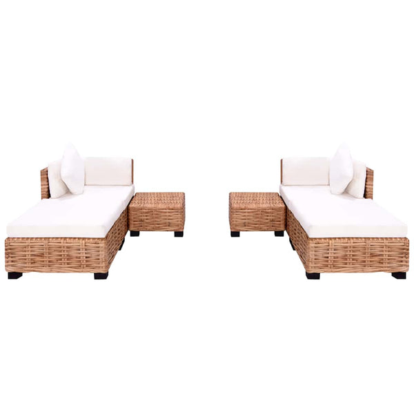 Sofagarnitur 16-tlg. Natürliches Rattan