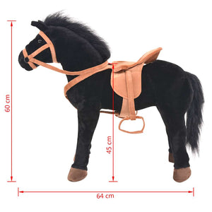 Plüsch Stehendes Pferd - Schwarz