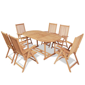 7-teilige Garten Essgruppe Teakholz Klappstühle