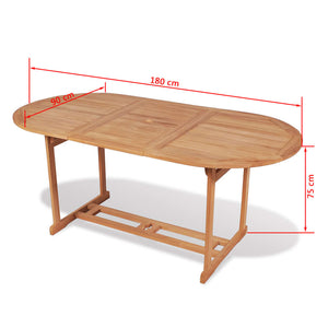 7-teilige Garten Essgruppe Teakholz Klappstühle