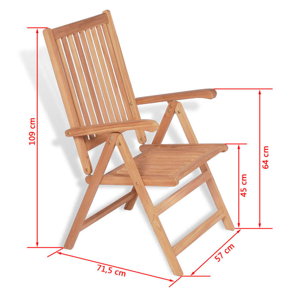 7-teilige Garten Essgruppe Teakholz Klappstühle