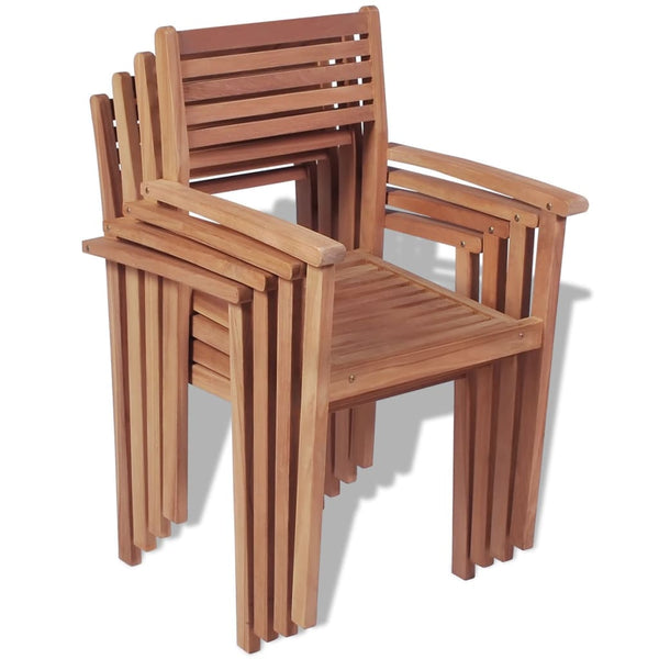 Stapelbare Teak Gartenstühle, 4er Set