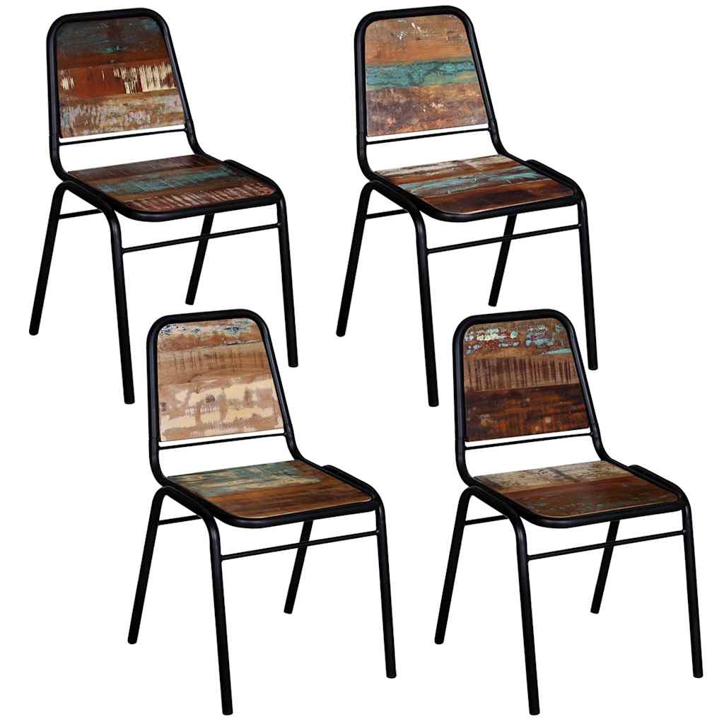 vidaXL Chaises de salle à manger 4 pcs Bois de récupération massif