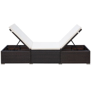 Poly Rattan Sonnenliegen 2er Set mit Tisch Braun
