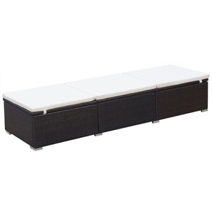 Poly Rattan Sonnenliegen 2er Set mit Tisch Braun