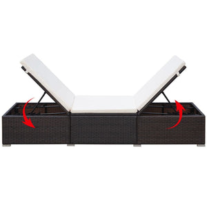 Poly Rattan Sonnenliegen 2er Set mit Tisch Braun