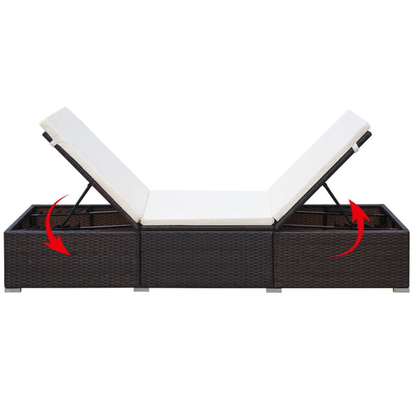 Poly Rattan Sonnenliegen 2er Set mit Tisch Braun