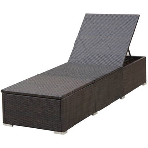 Poly Rattan Sonnenliegen 2er Set mit Tisch Braun