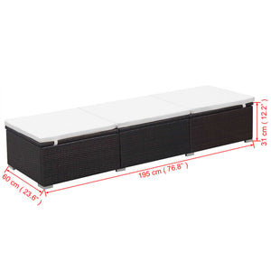 Poly Rattan Sonnenliegen 2er Set mit Tisch Braun