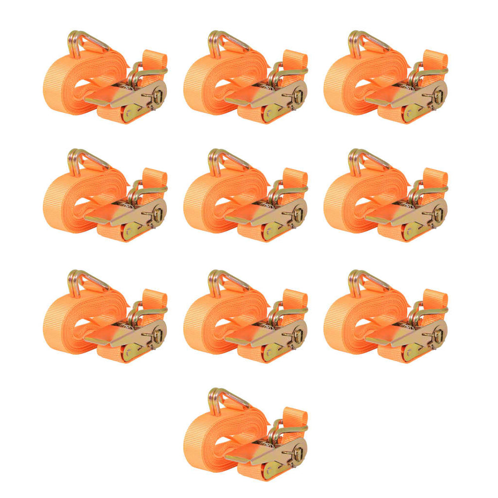 Ratschen-Spanngurte 10 Stk. 0,4 Tonnen 6m×25 mm Orange