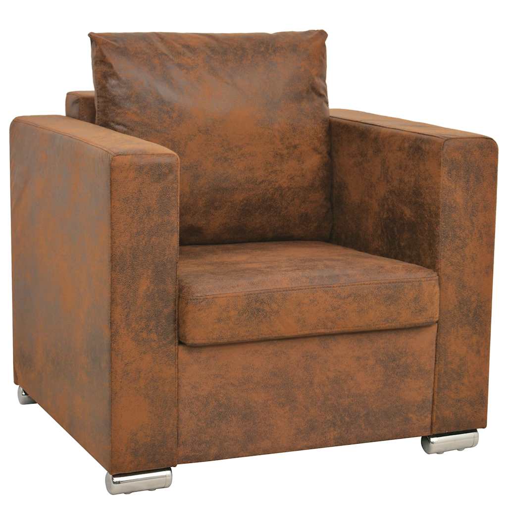 Sessel Braun 82x73x82 cm Wildlederimitat