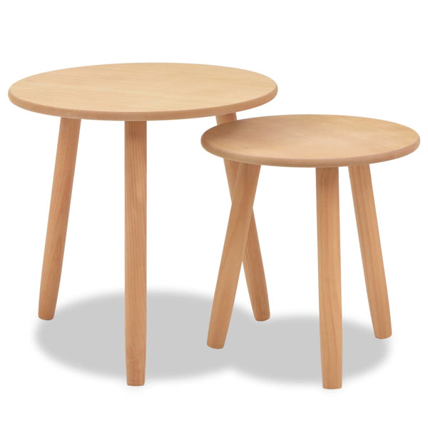 Beistelltisch Set 2 Stk. Kiefernholz Massiv Braun