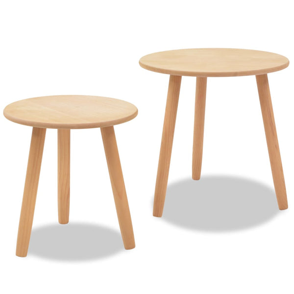 Beistelltisch Set 2 Stk. Kiefernholz Massiv Braun