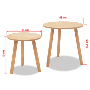 Beistelltisch Set 2 Stk. Kiefernholz Massiv Braun