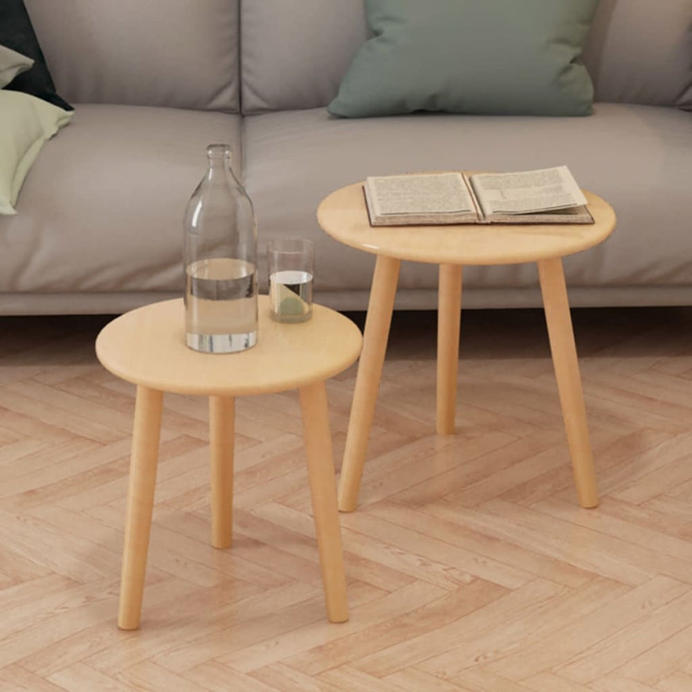 Beistelltisch Set 2 Stk. Kiefernholz Massiv Braun