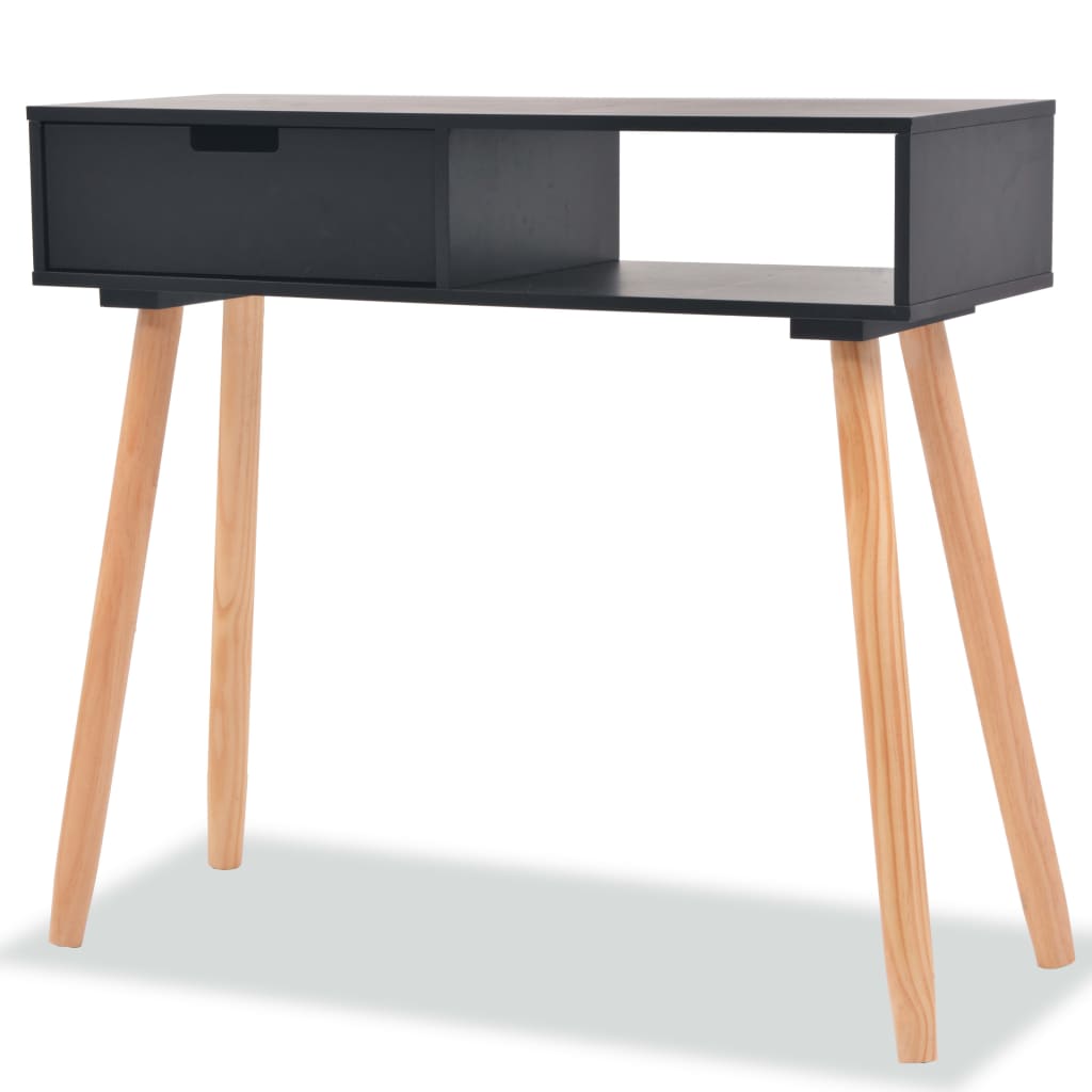 Konsolentisch Kiefernholz Massiv 80 x 30 x 72 cm Schwarz