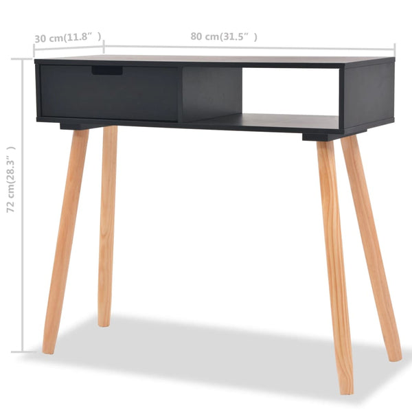 Konsolentisch Kiefernholz Massiv 80 x 30 x 72 cm Schwarz