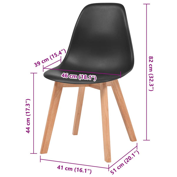 vidaXL Dining Chairs 2 pcs Black Plastic