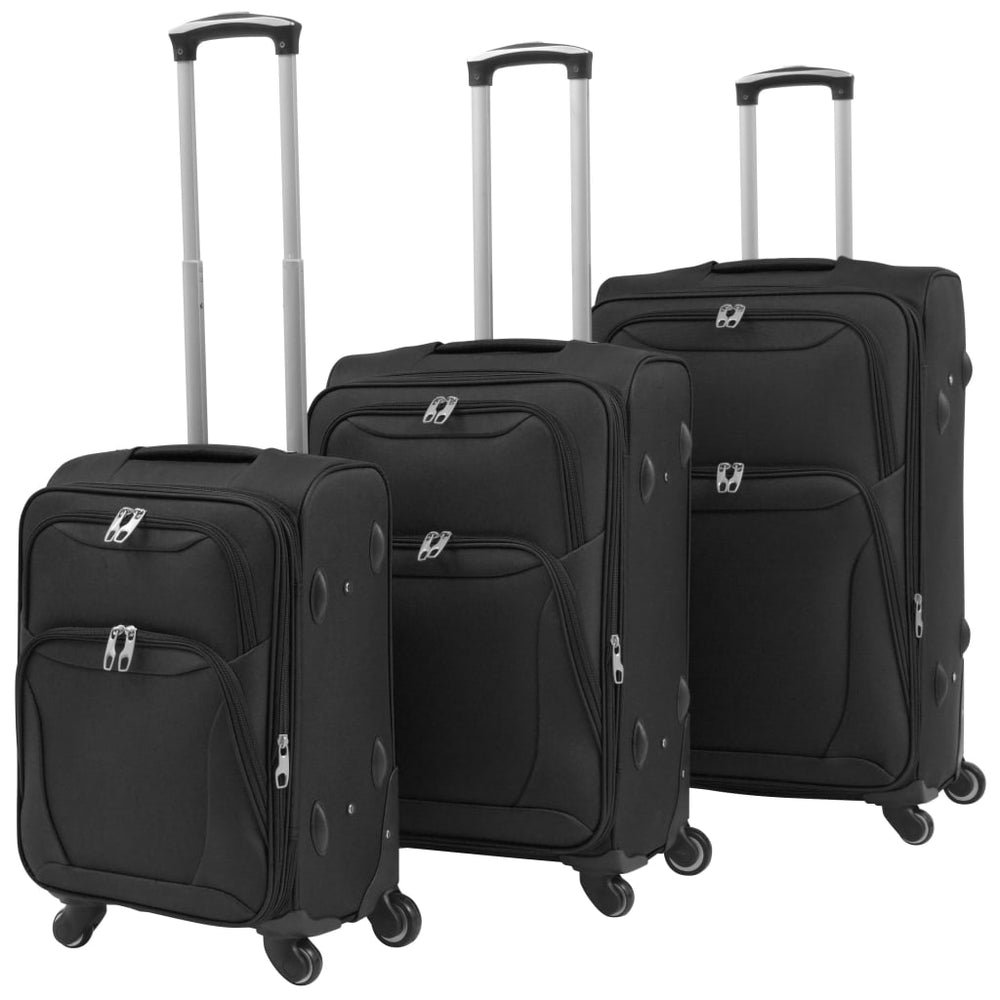 3-tlg. Trolley-Set Weichgepäck Schwarz