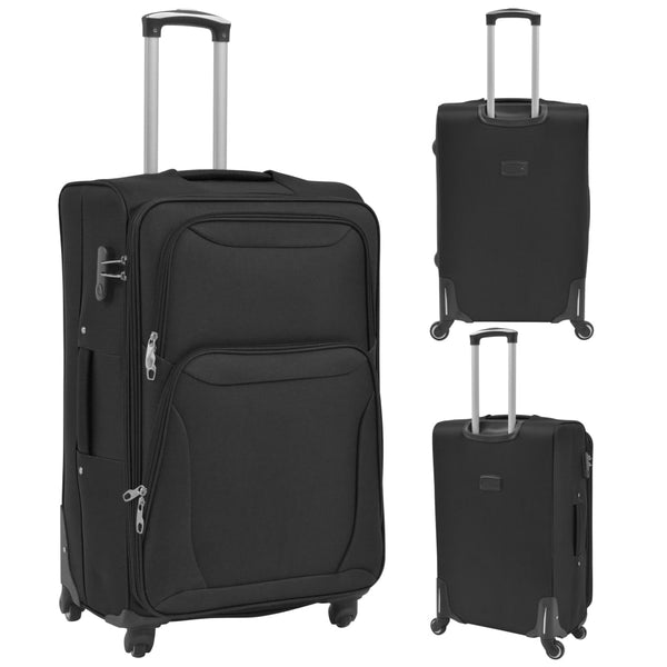 3-tlg. Trolley-Set Weichgepäck Schwarz