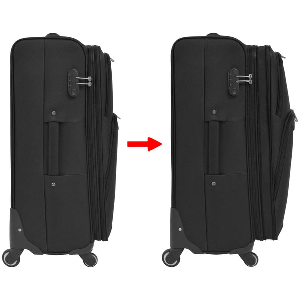3-tlg. Trolley-Set Weichgepäck Schwarz