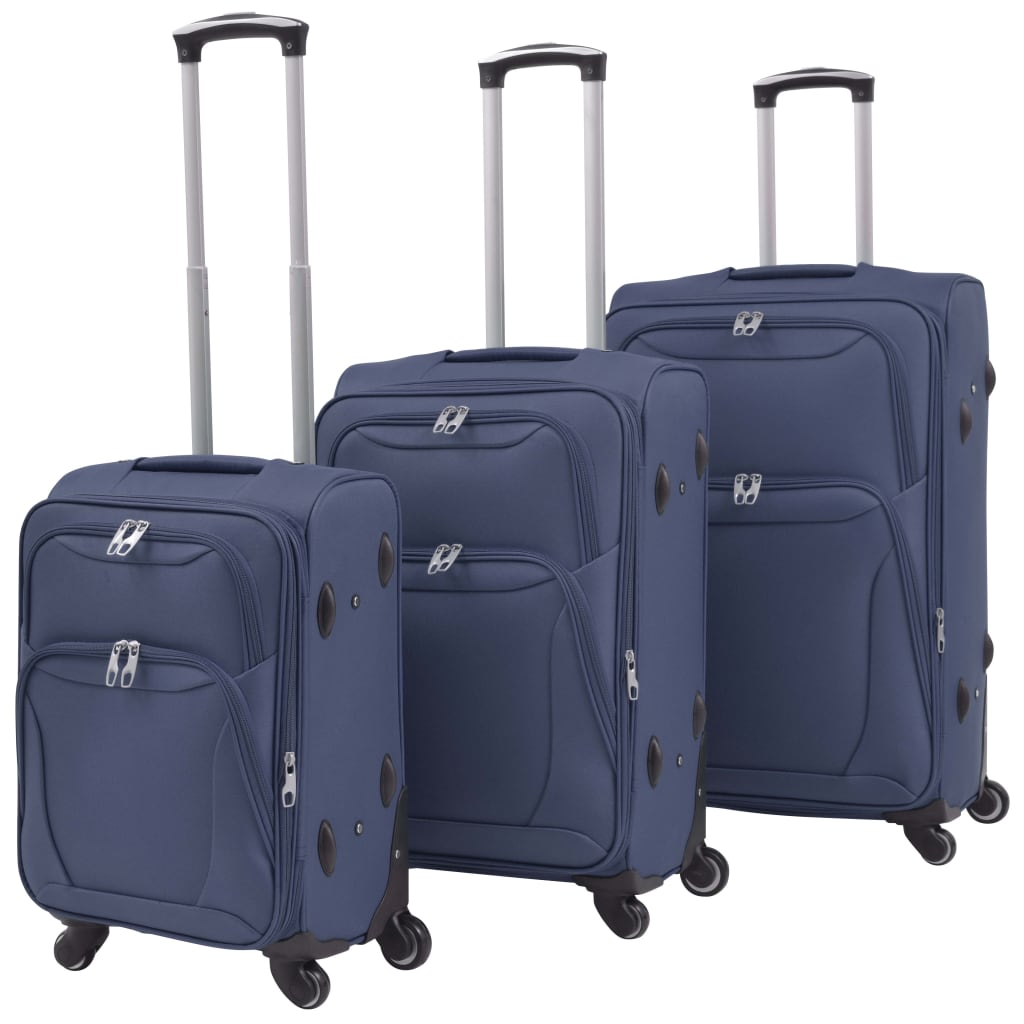 3-teiliges Weichgepäck-Trolley-Set Marineblau