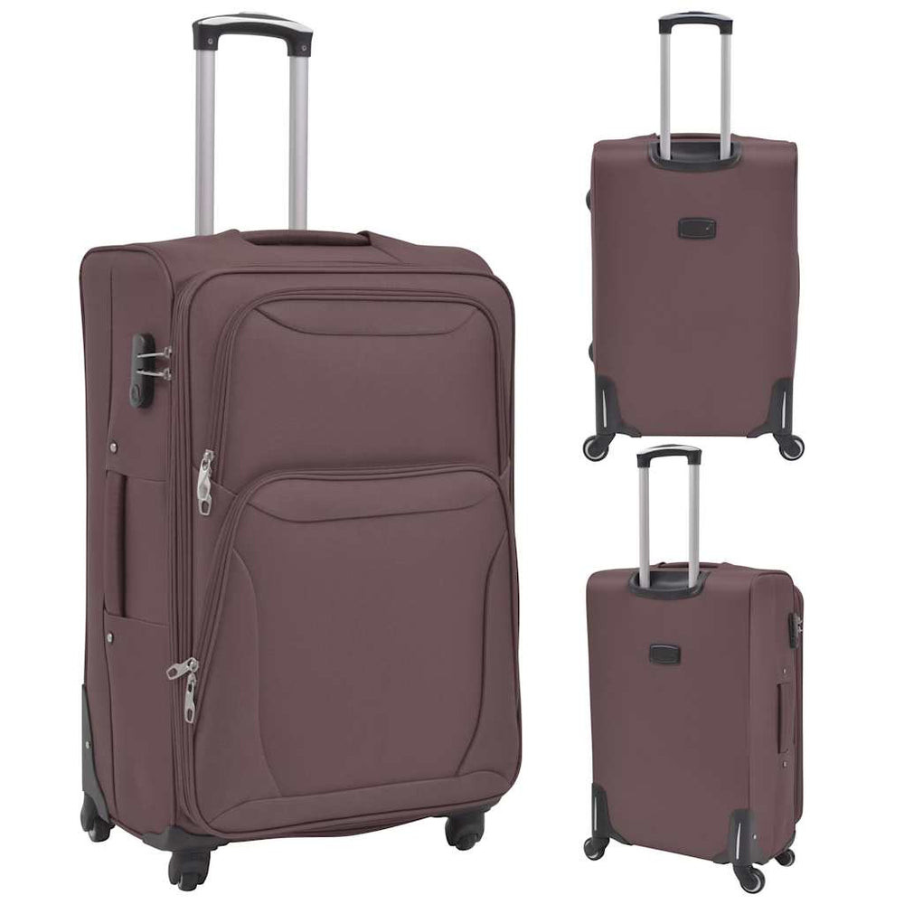 3-Piece Luggage Set Coffee Brown
