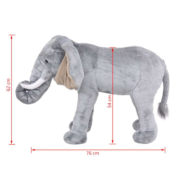 vidaXL Peluche Éléphant Debout Peluche Grise XXL