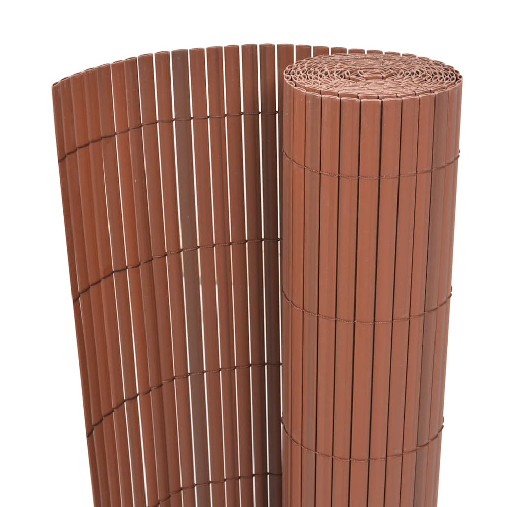 Doppelseitiger PVC Gartenzaun Braun 90x300 cm