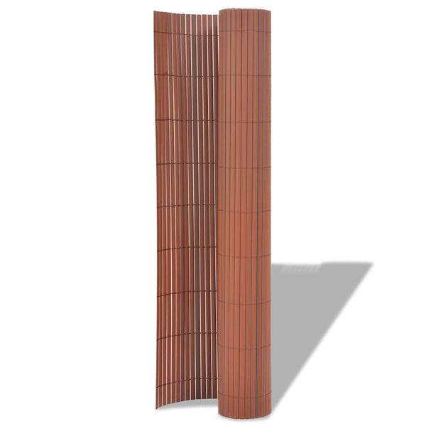 Doppelseitiger PVC Gartenzaun Braun 90x300 cm