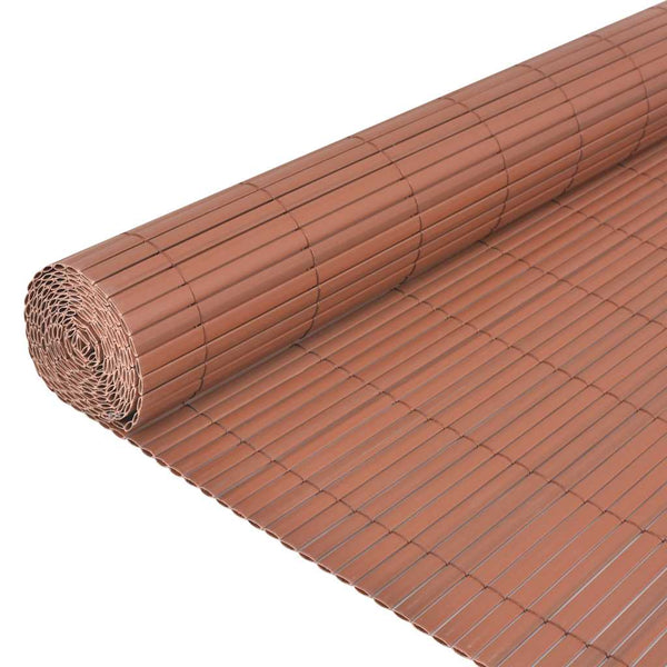 Doppelseitiger PVC Gartenzaun Braun 90x300 cm