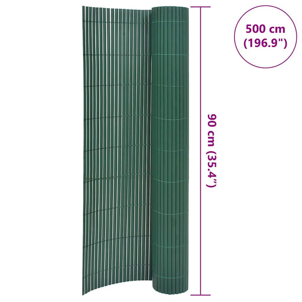 PVC Gartenzaun Grün, 90x500 cm, Doppelseitig