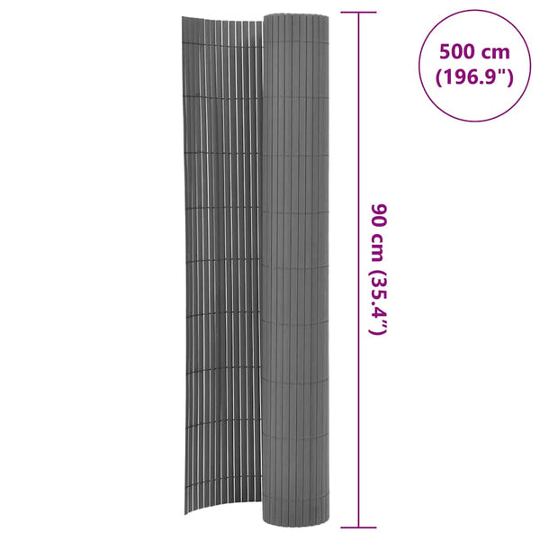 Grauer PVC Gartenzaun, Doppelseitig, 90x500cm