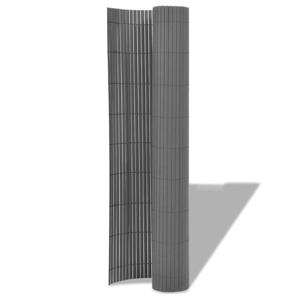 Grauer PVC Gartenzaun, Doppelseitig, 150x500cm