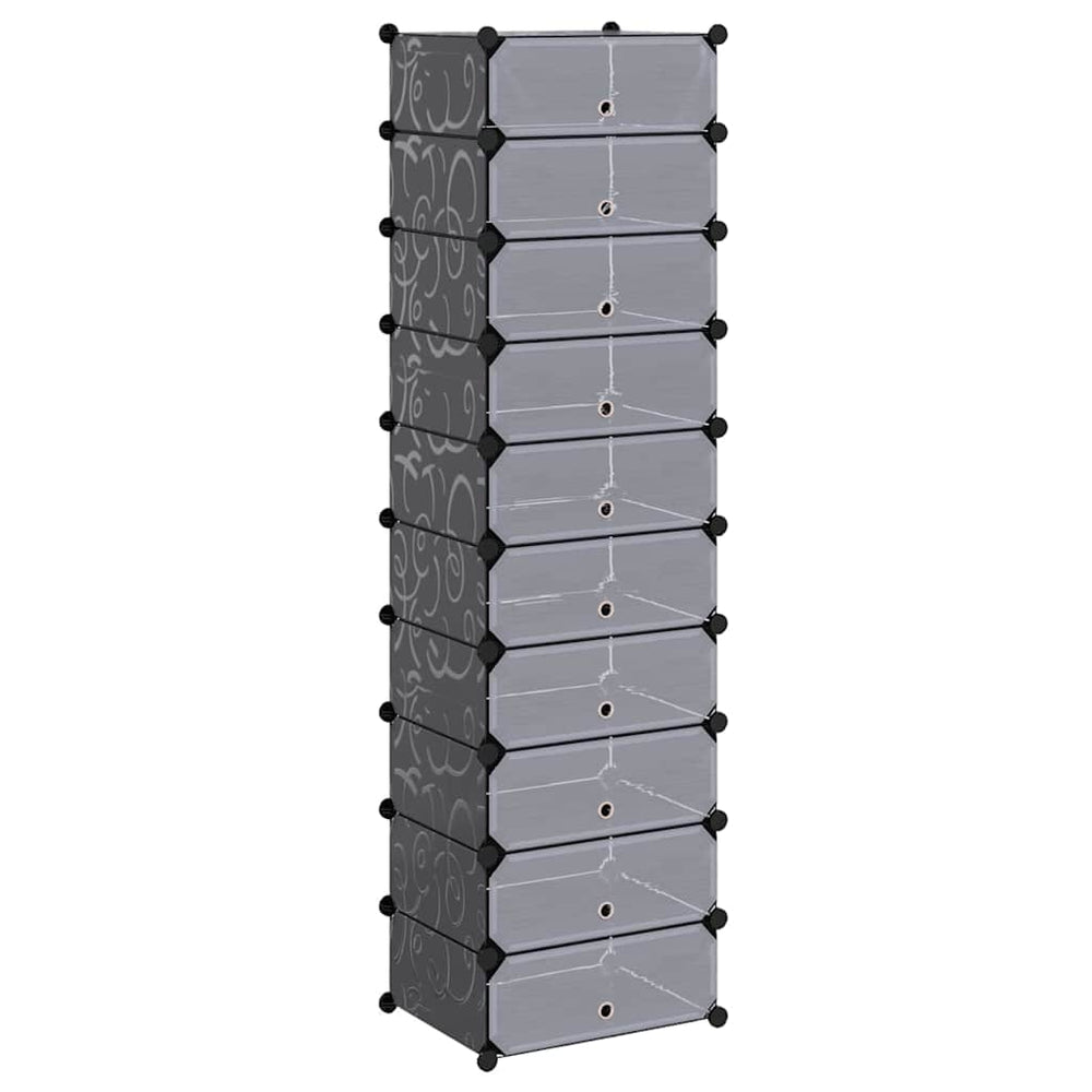 Schuh-Organizer Zusammenklappbar mit 10 Fächern Schwarz