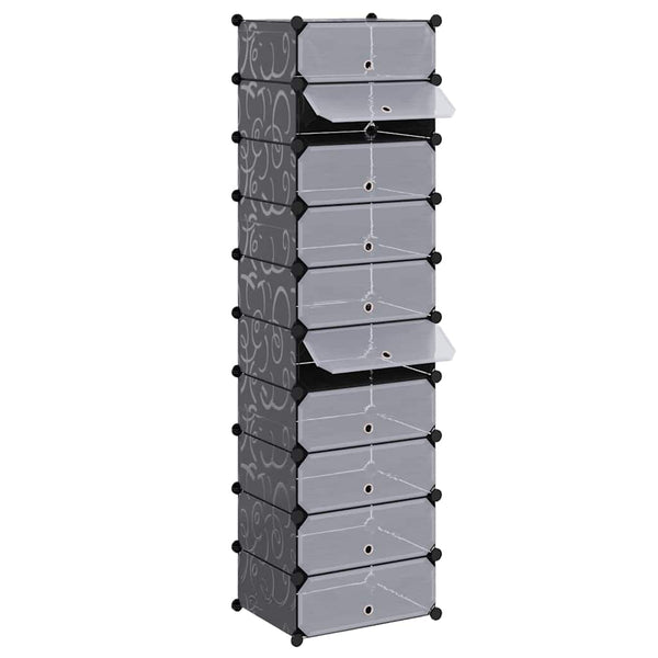 Schuh-Organizer Zusammenklappbar mit 10 Fächern Schwarz