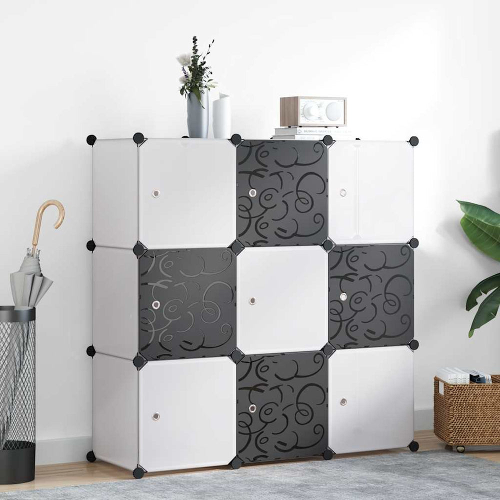 Regalsystem Würfelregal mit 9 Fächern Schwarz und Weiß