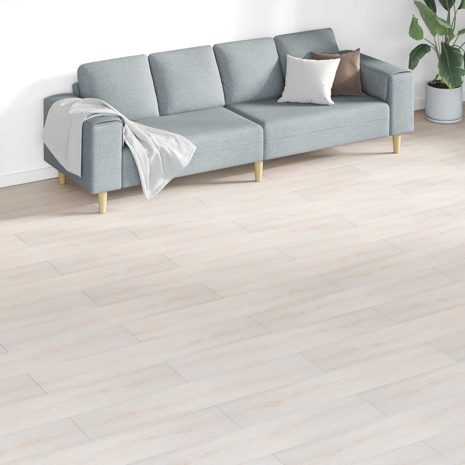 Weiße PVC Bodenplanken, 5,26 m² (18 Stk.)