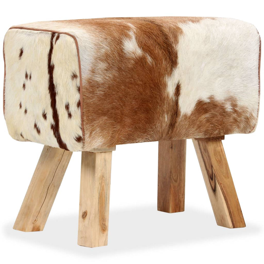 Hocker Echtes Ziegenleder Braun 60 x 30 x 50 cm