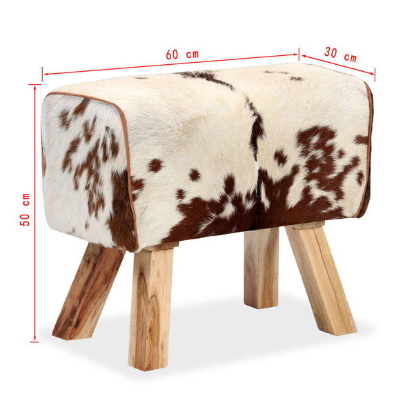 Hocker Echtes Ziegenleder Braun 60 x 30 x 50 cm