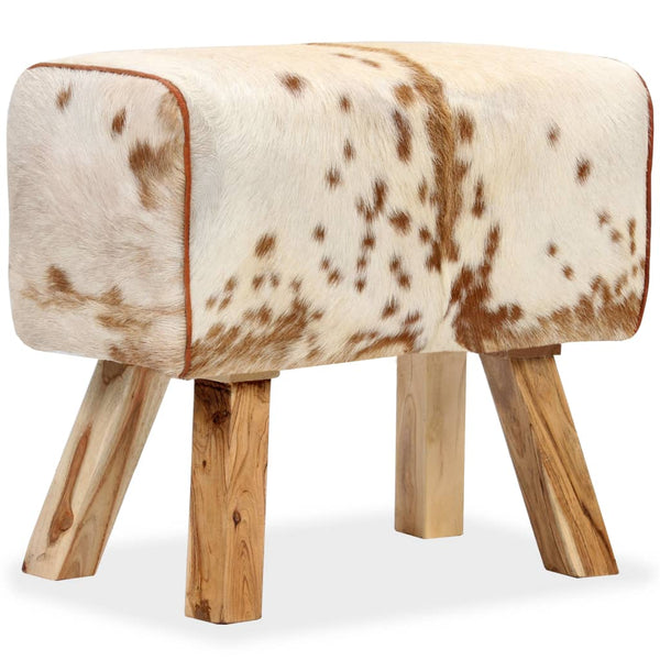 Hocker Echtes Ziegenleder Braun 60 x 30 x 50 cm