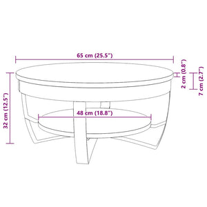 vidaXL Table basse avec rangement en bois de récupération massif 65x32 cm
