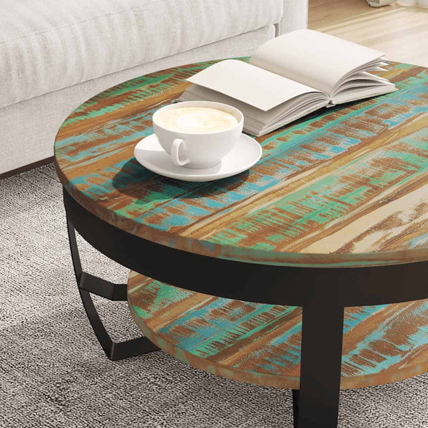 vidaXL Table basse avec rangement en bois de récupération massif 65x32 cm